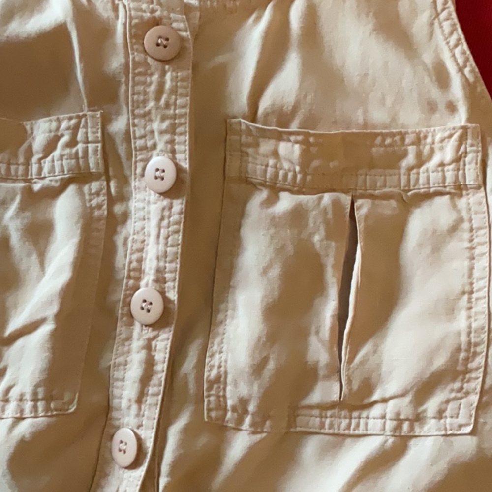 Free People Tan Sleeveless Button-Down Blouse with front tie - Picture 4 of 6